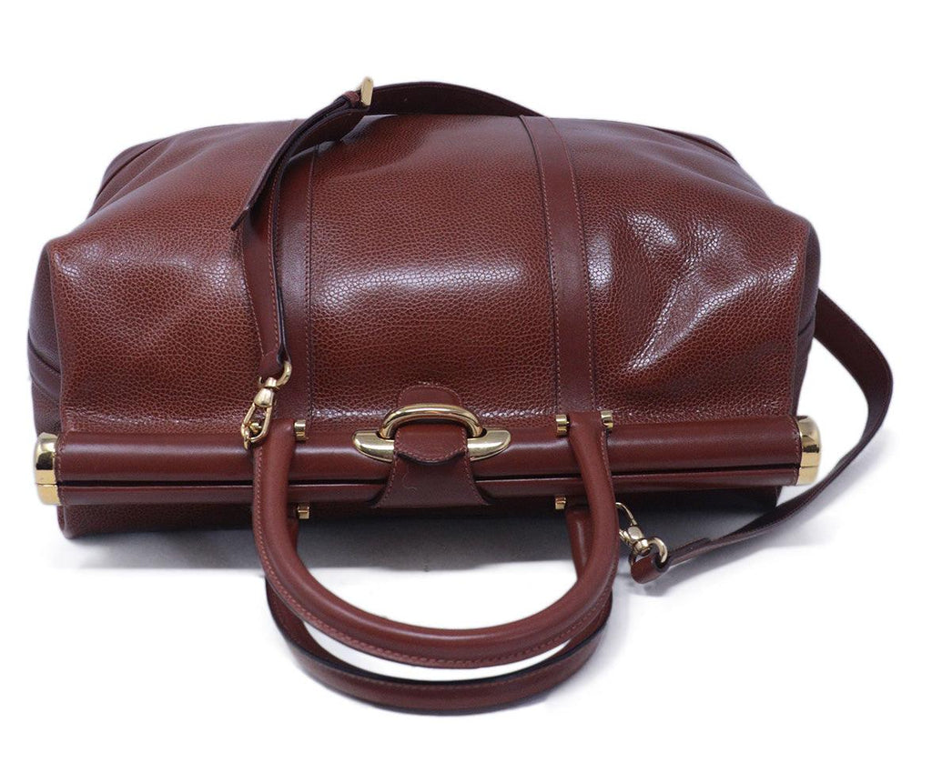 Cole Haan Vintage Cognac Leather Travel Bag 4