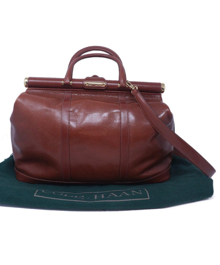 Cole Haan Vintage Cognac Leather Travel Bag 5