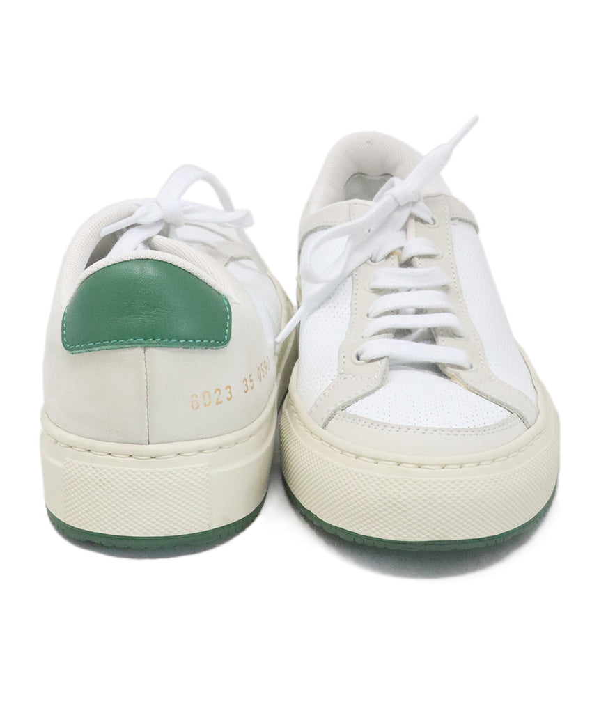 Common Projects White & Green Leather Sneakers 2