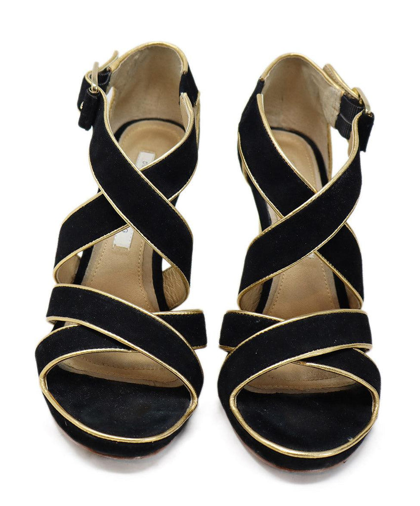 DVF Black Suede & Gold Trim Heels 3