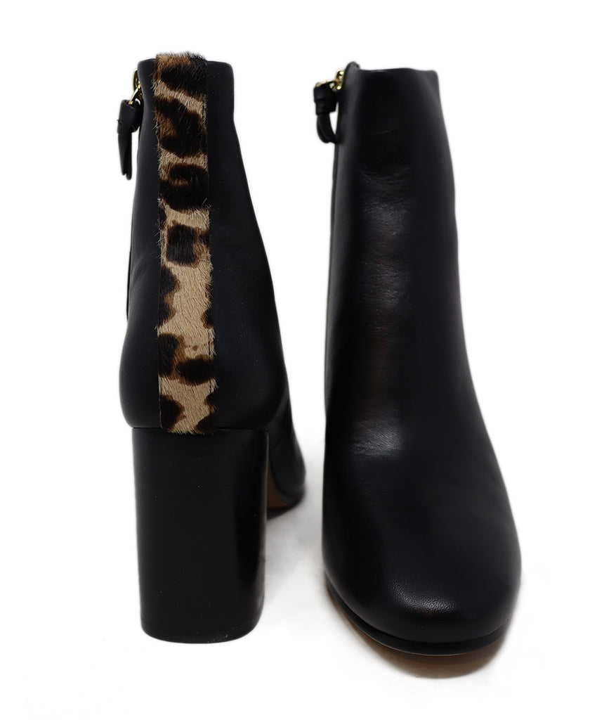 DVF Black Leather Leopard Trim Booties 2