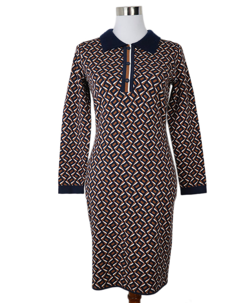 DVF Brown & Navy Print Dress 