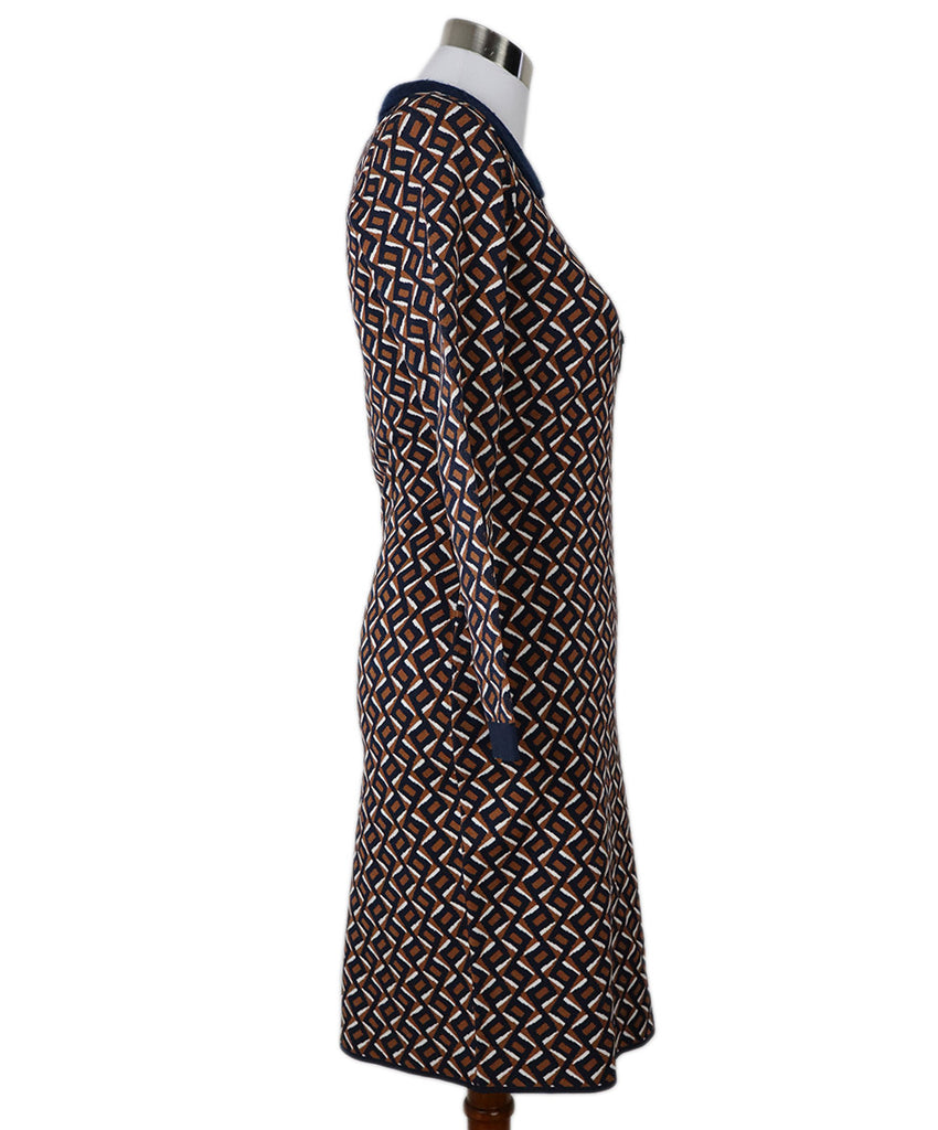 DVF Brown & Navy Print Dress 1