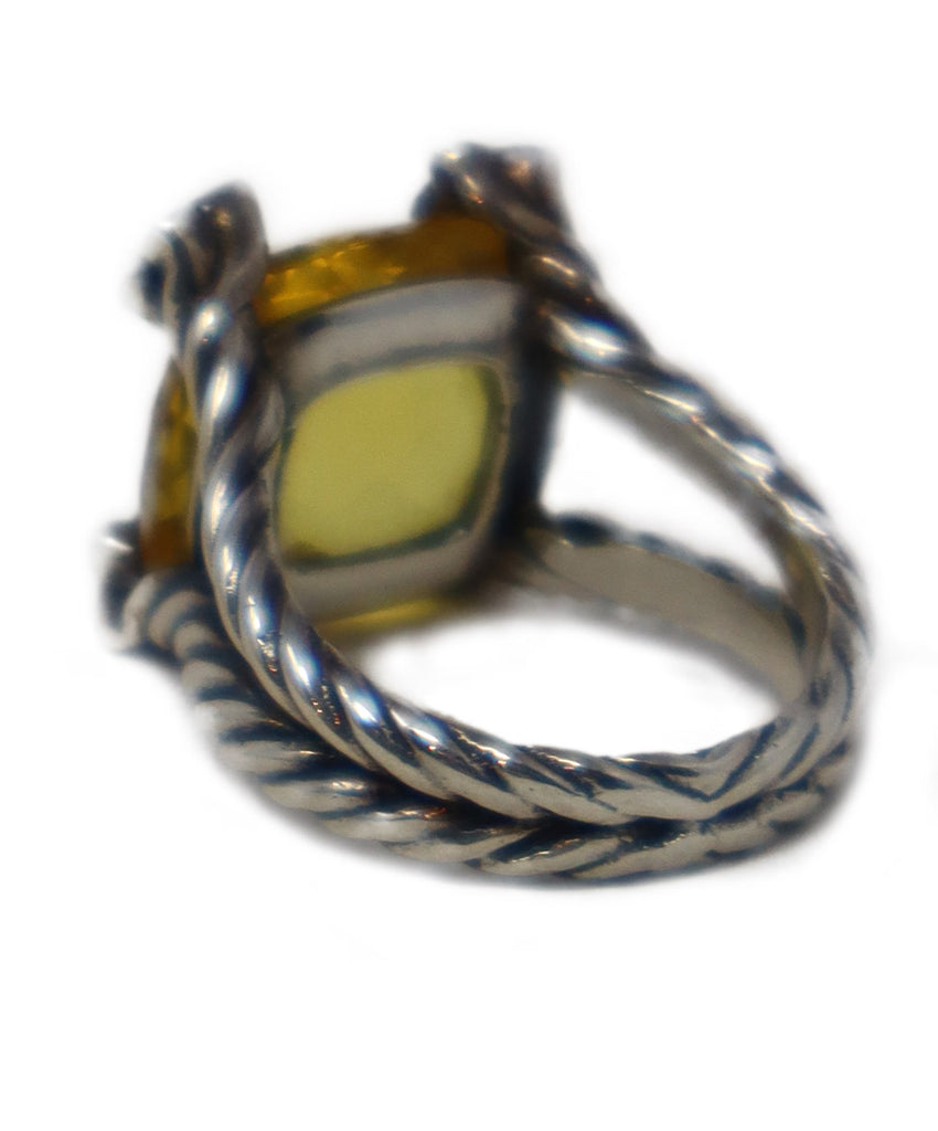 David Yurman Sterling Silver & Citrine Diamond Ring 2