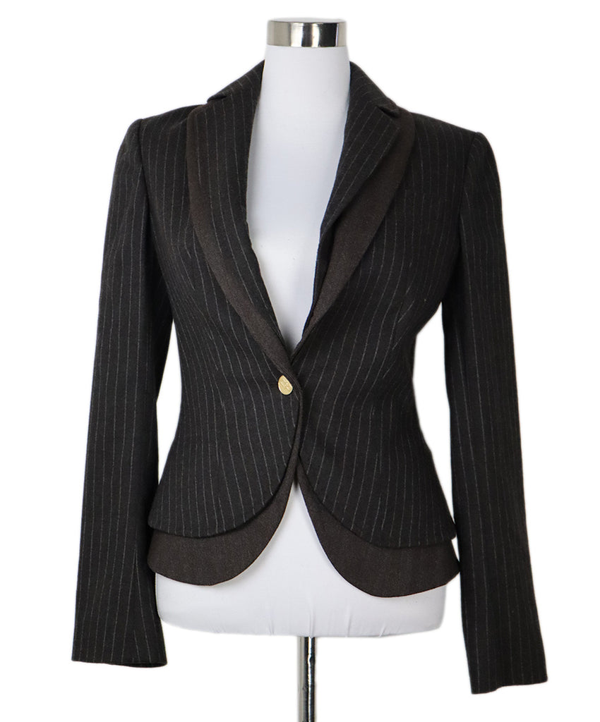 Dolce & Gabbana Brown Pinstripe Wool Blazer 