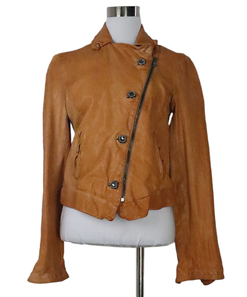 Dolce & Gabbana Orange Leather Jacket 