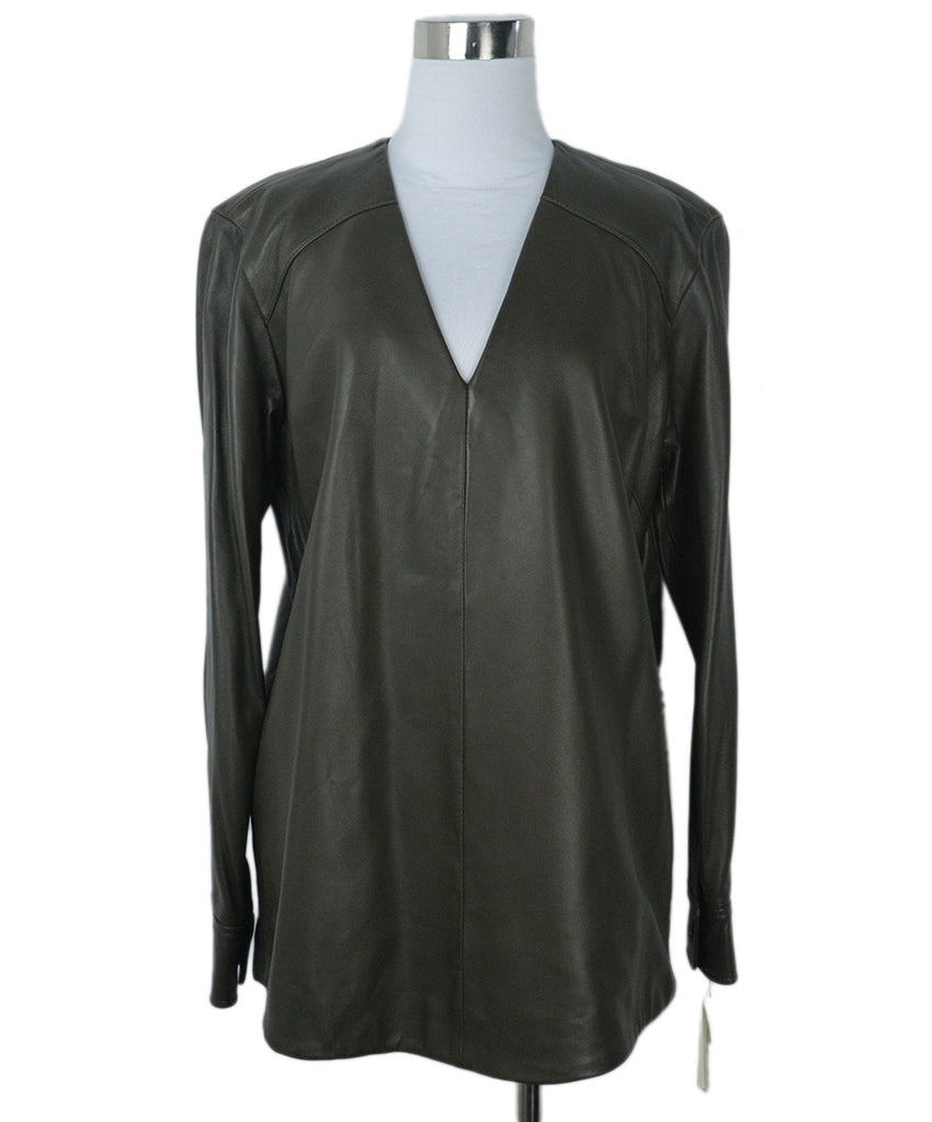 Dries Van Noten Olive Leather Tunic 