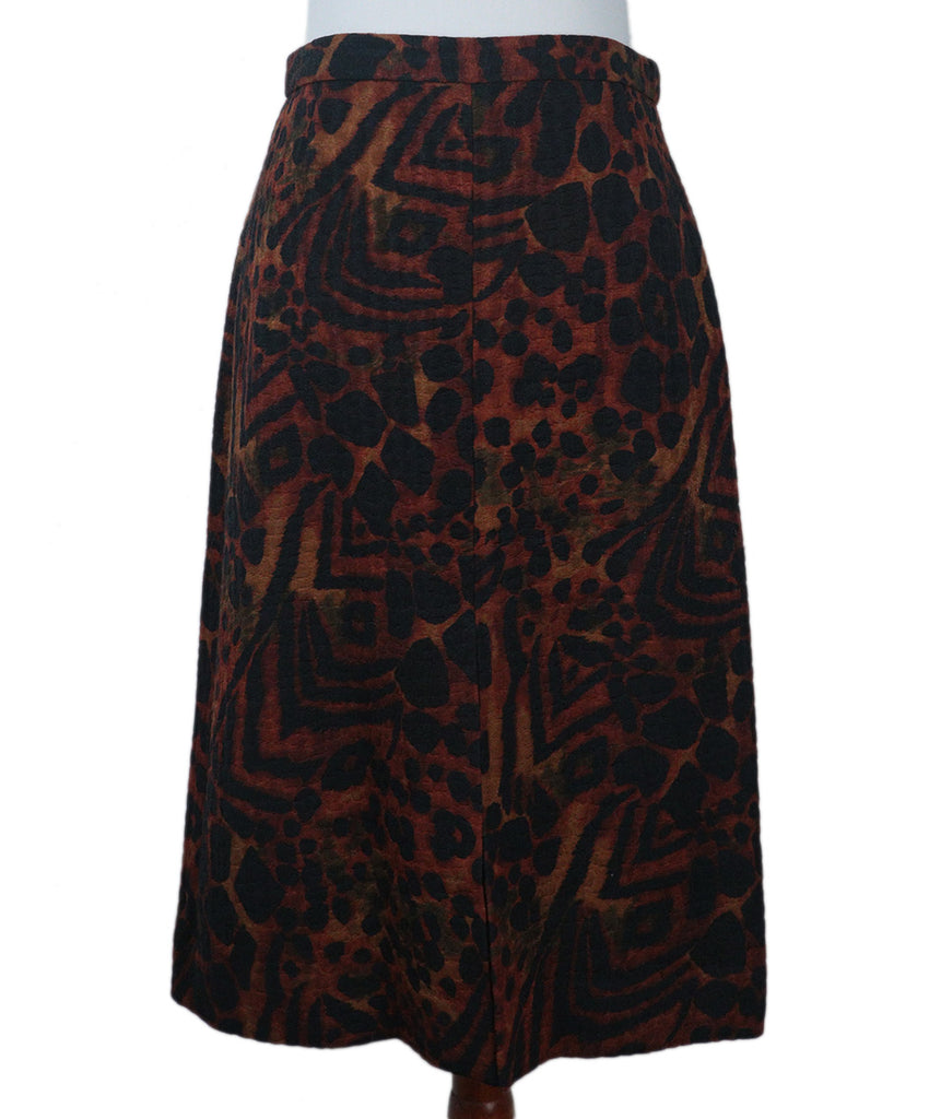 Dries Van Noten Rust & Black Print Skirt 