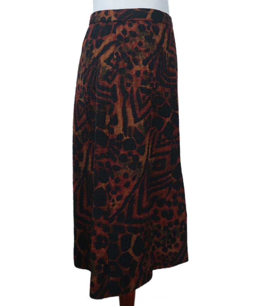 Dries Van Noten Rust & Black Print Skirt 1