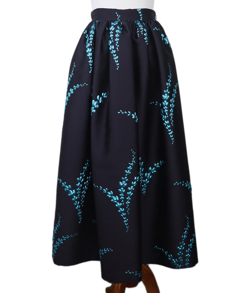 Dries Van Noten Purple & Teal Print Skirt 