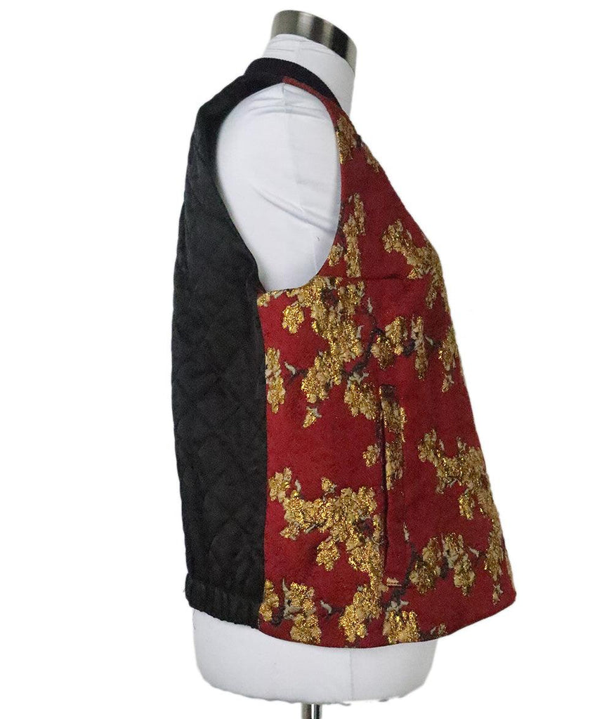 Dries Van Noten Red & Gold Applique Vest 1