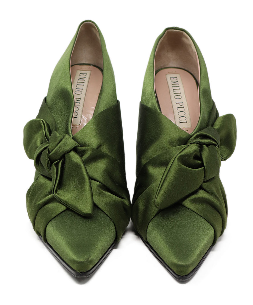 Emilio Pucci Olive Satin Heels 3