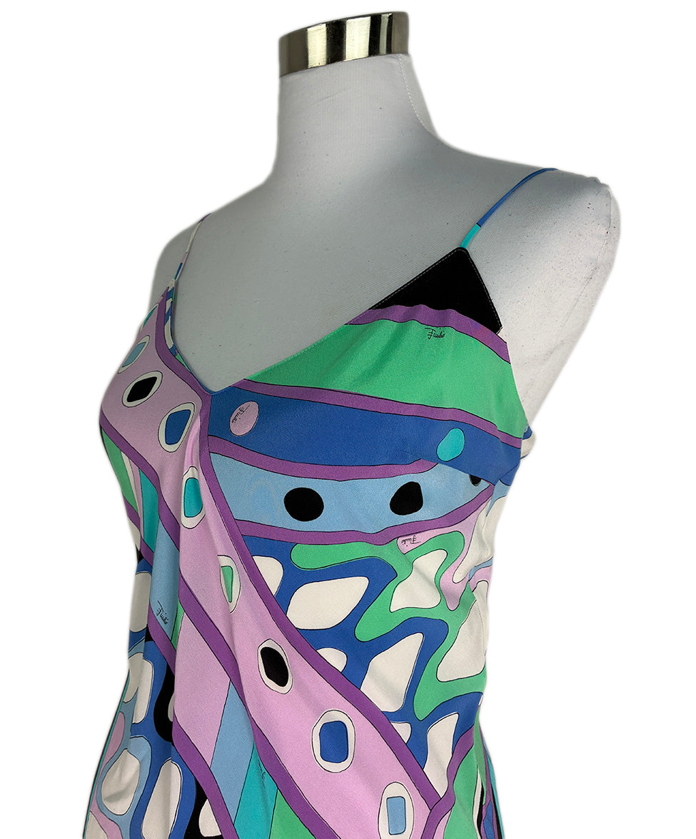 pucci slip dress Emilio Pucci Multi Print Silk Dress sz 10 l Michael's Luxury Consignment –  Michael's Consignment NYC