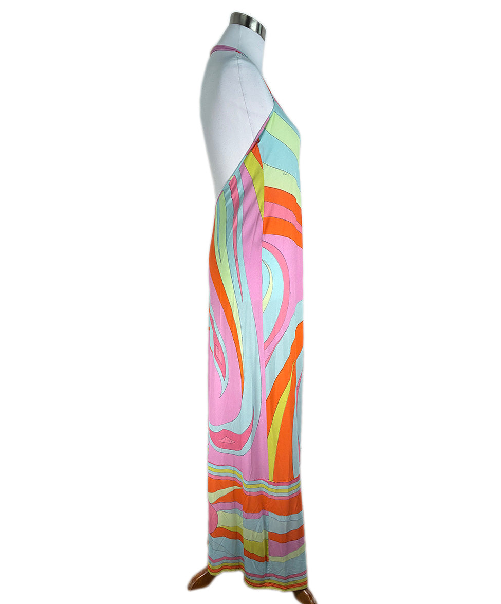 Emilio Pucci Multi Pindot Print Jersey Dress sz 4
