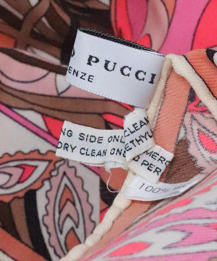 Emilio Pucci Pink & Brown Print Wool Scarf 5