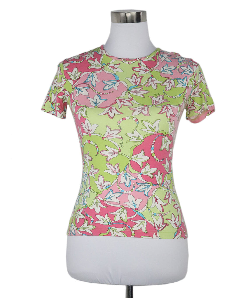 Emilio Pucci Pink & Green Cotton Top 