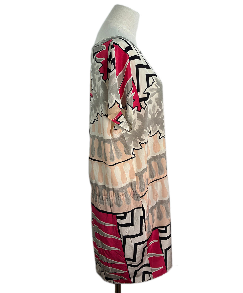 pucci silk dress Emilio Pucci Pink Grey White Silk Dress sz 4 l Michael's Luxury Consignment – Michael's Consignment NYC