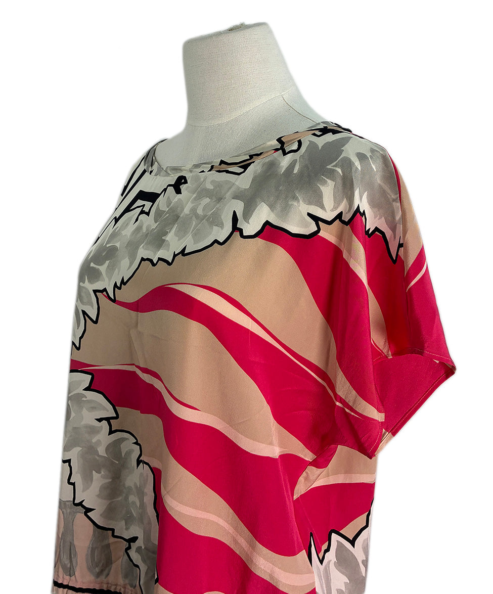 pucci silk dress Emilio Pucci Pink Grey White Silk Dress sz 4 l Michael's Luxury Consignment – Michael's Consignment NYC