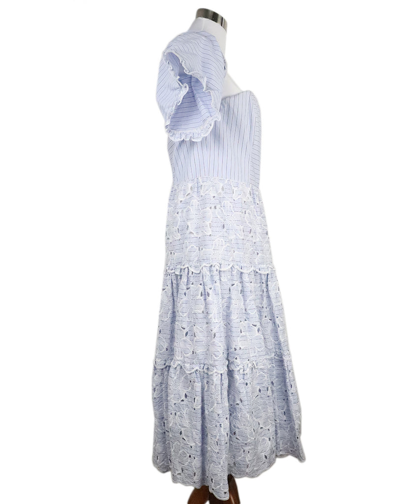 Erdem Blue & White Stripe Embroidered Dress 1