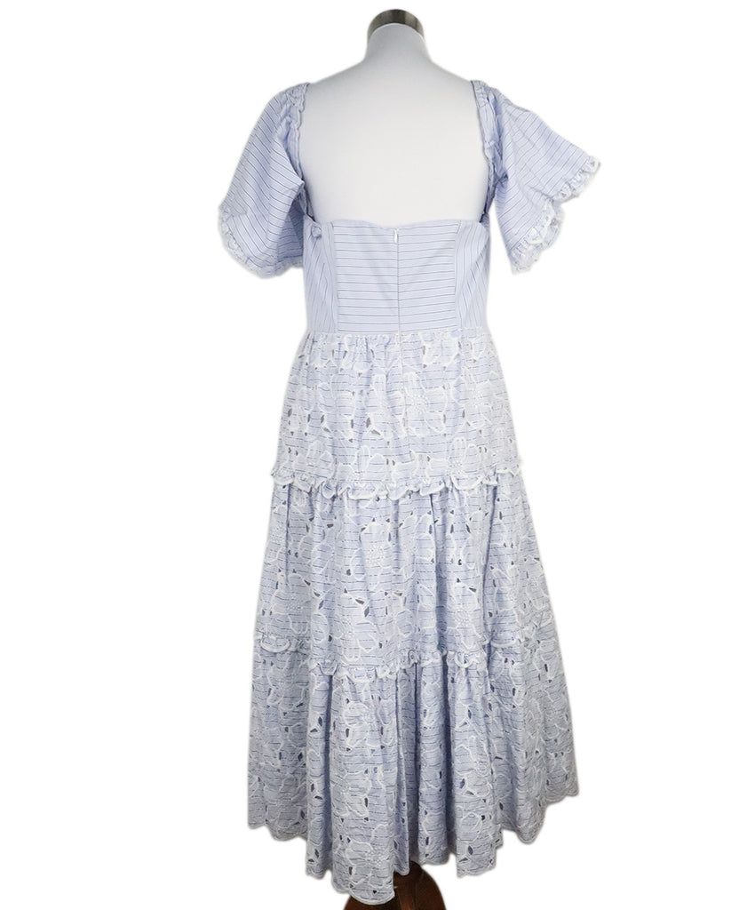 Erdem Blue & White Stripe Embroidered Dress 2