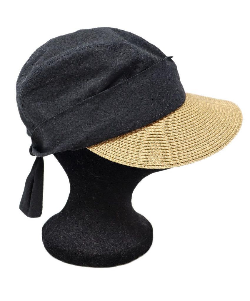 Eric Javits Black Cotton & Tan Raffia Hat 1