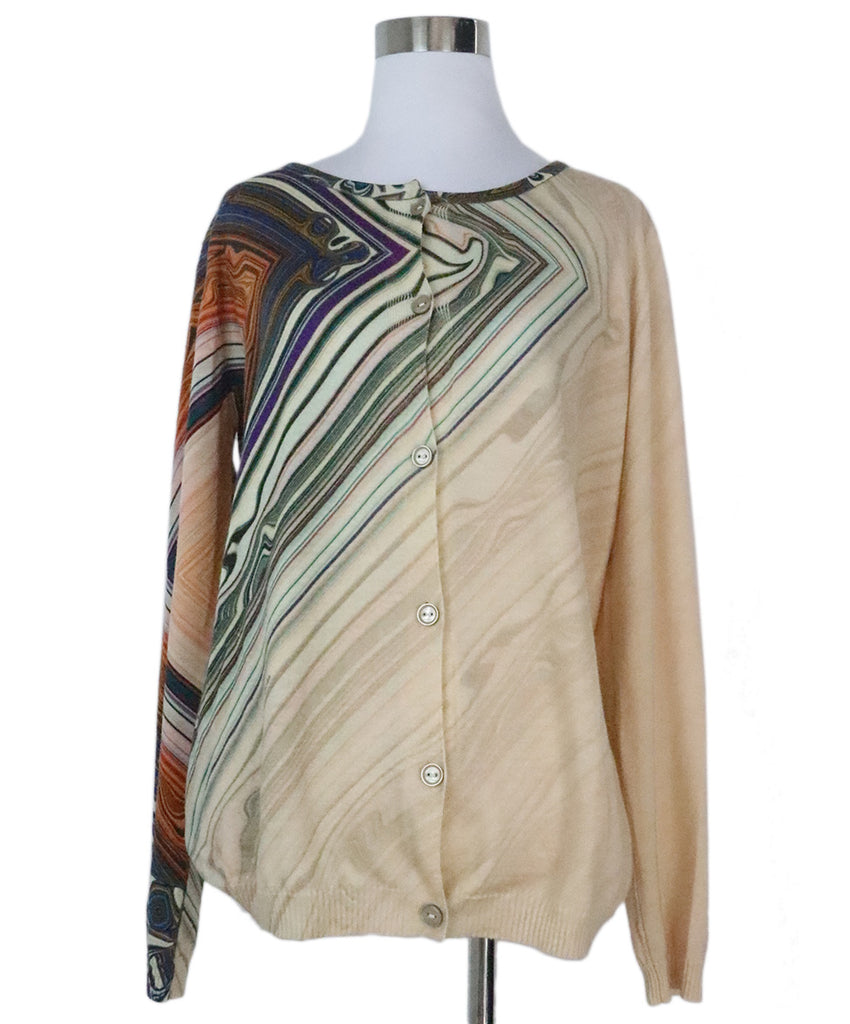 Escada Beige & Multi Print Wool Cardigan 