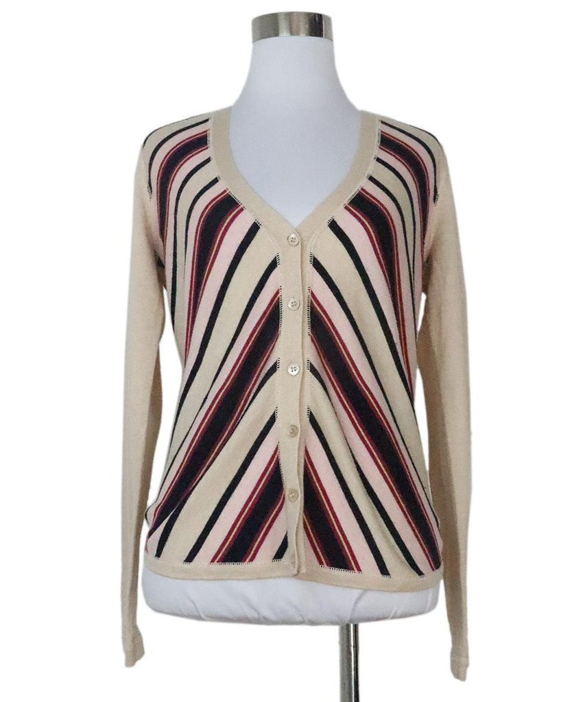 Escada Sport Beige & Purple Striped Cardigan 