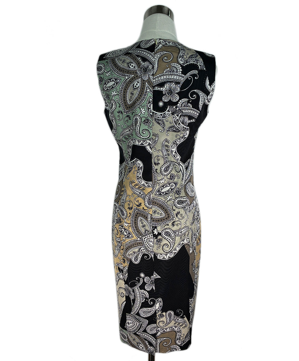 Etro Black Paisley Print Viscose Cotton Dress sz 10