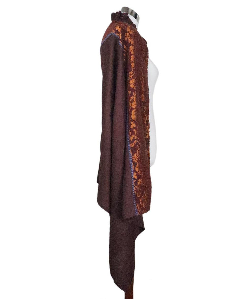 Etro Burgundy & Orange Floral Shawl 1