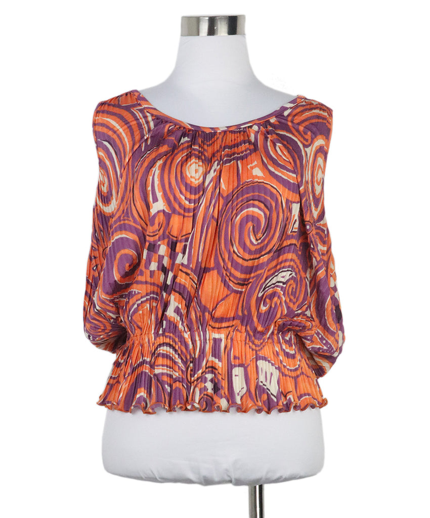 Etro Orange & Purple Pleated Top 