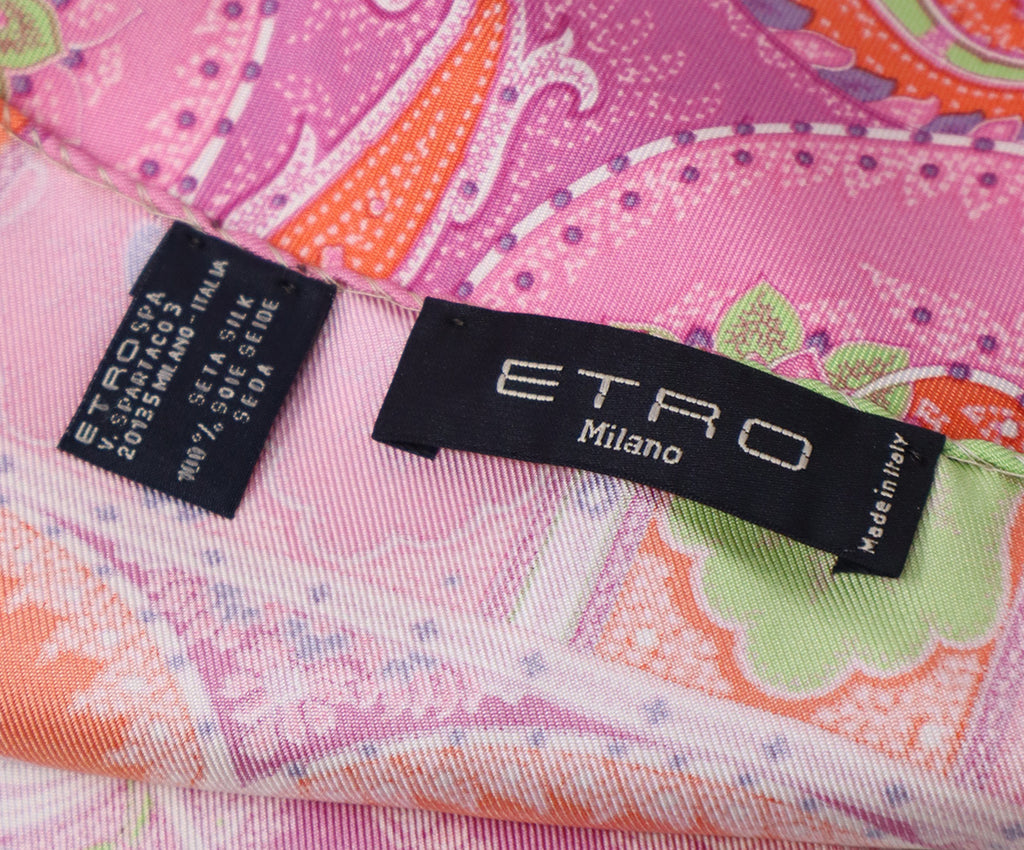 Etro Pink Paisley Print Silk Scarf 2