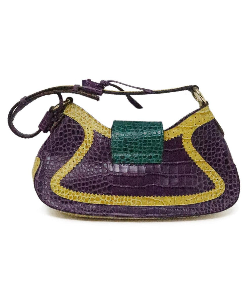 Etro Purple & Yellow Pressed Leather Shoulder Bag 2