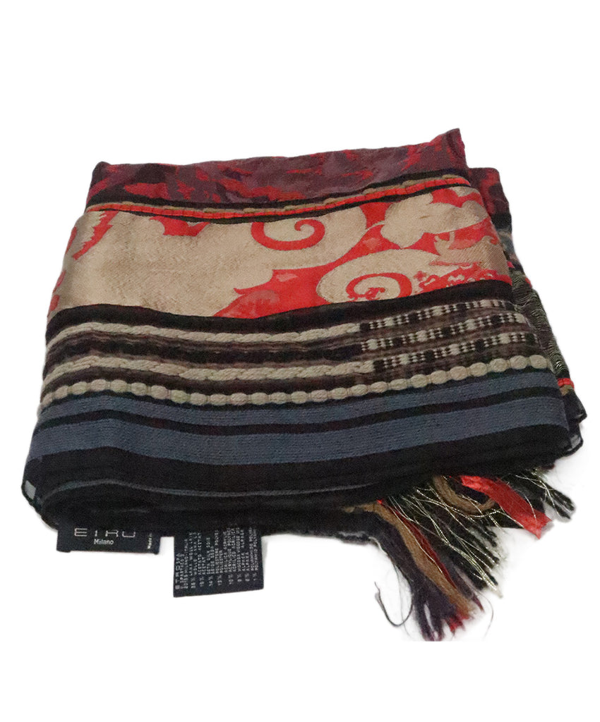 Etro Red & Brown Lurex Shawl 2