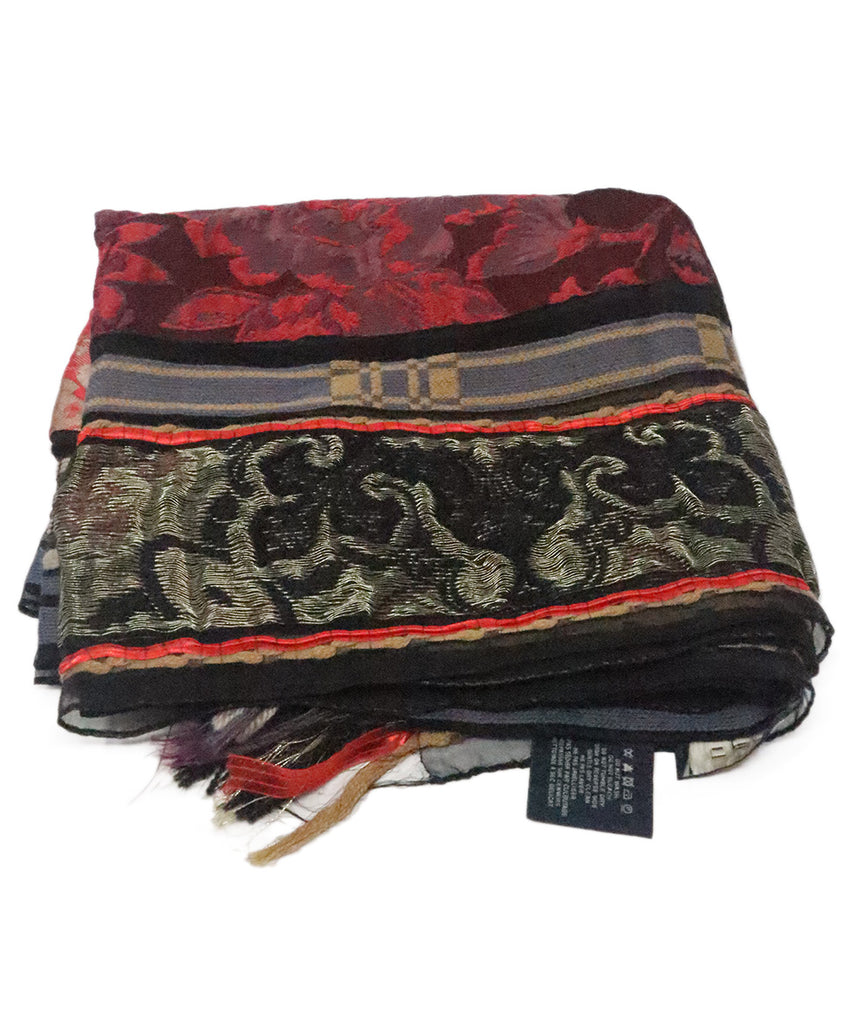 Etro Red & Brown Lurex Shawl 3