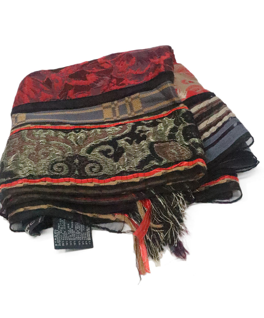 Etro Red & Brown Lurex Shawl 4