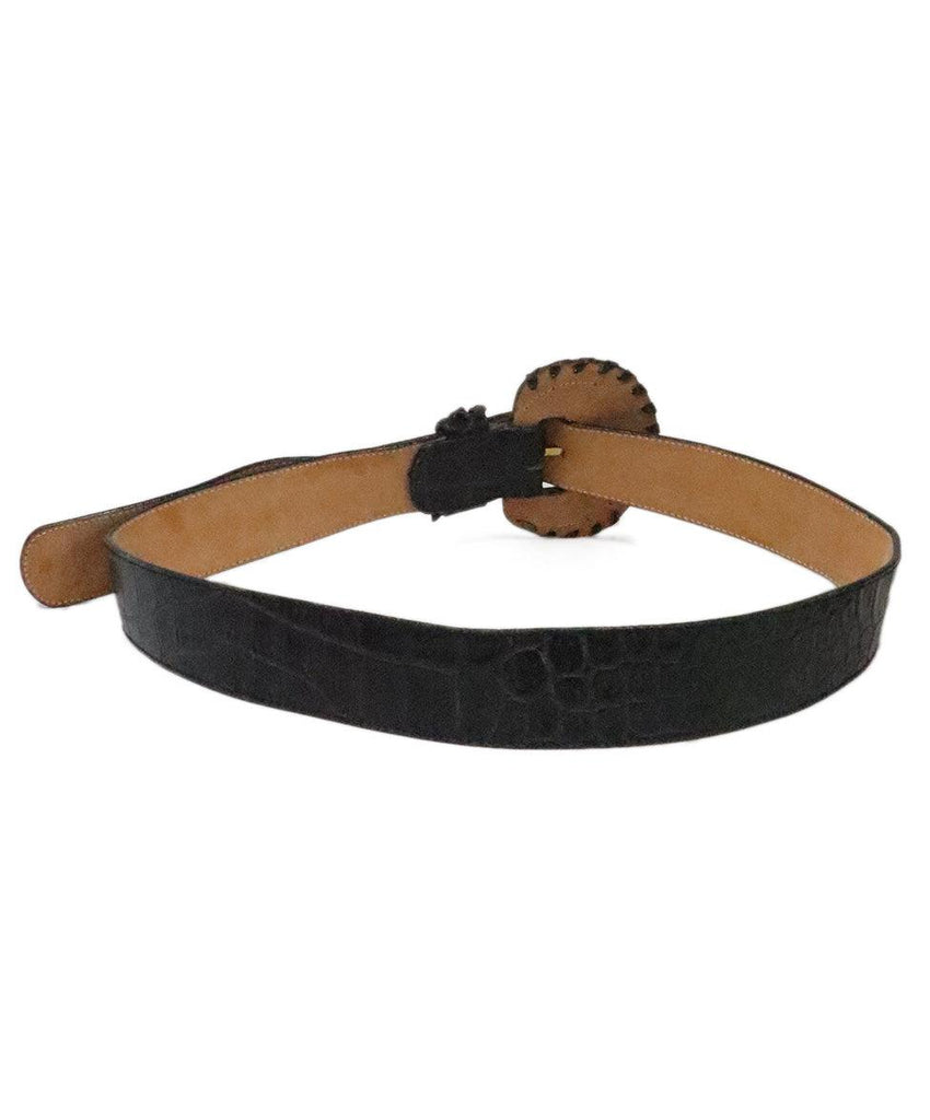 Falchi Black Pressed Leather Belt 1