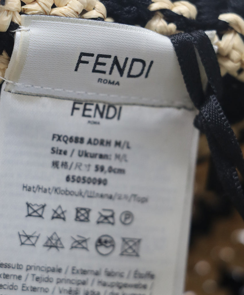 Fendi Black & Beige Raffia Hat 3