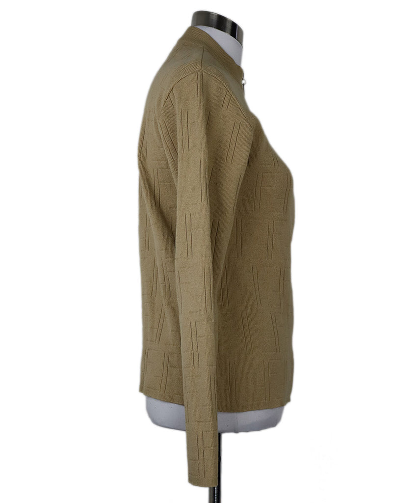 Fendi Tan Logo Cardigan 1