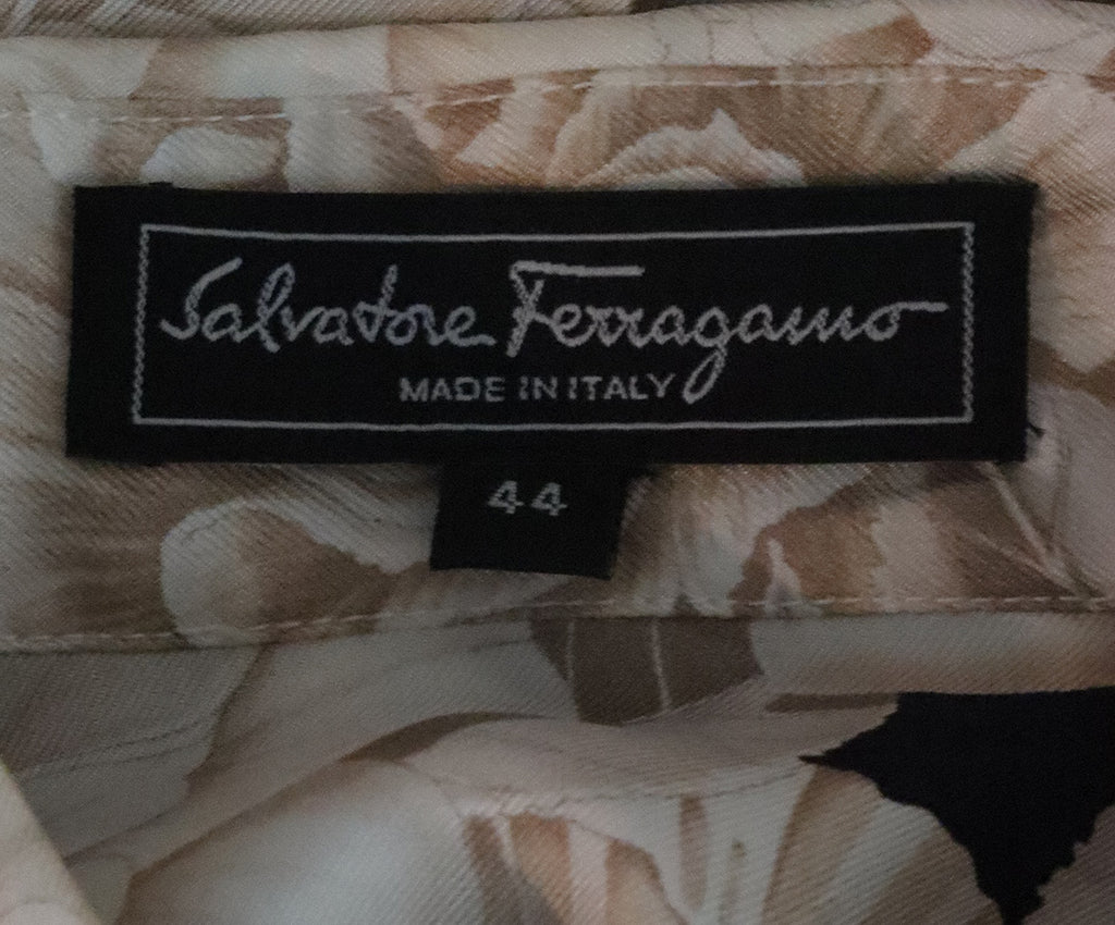 Ferragamo Beige & Black Floral Print Blouse 3