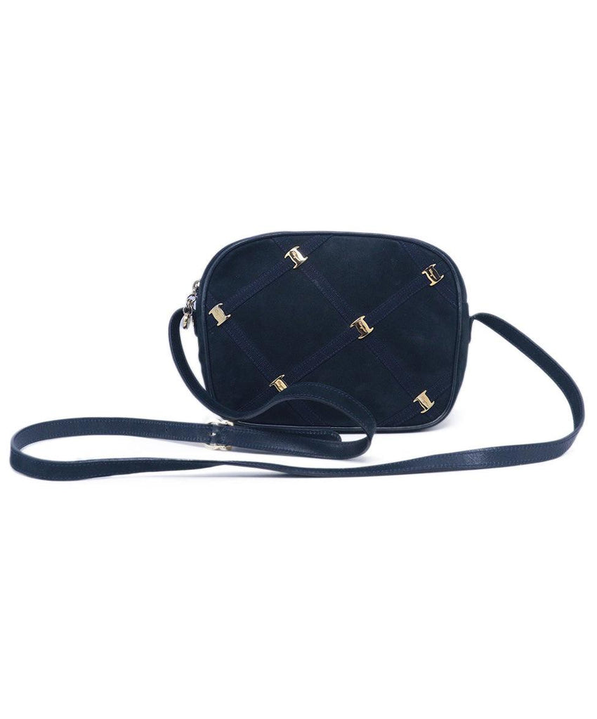 Ferragamo Vintage Black & Navy Suede Crossbody 