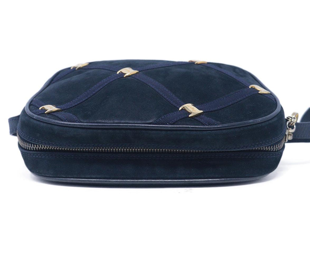 Ferragamo Vintage Black & Navy Suede Crossbody 4