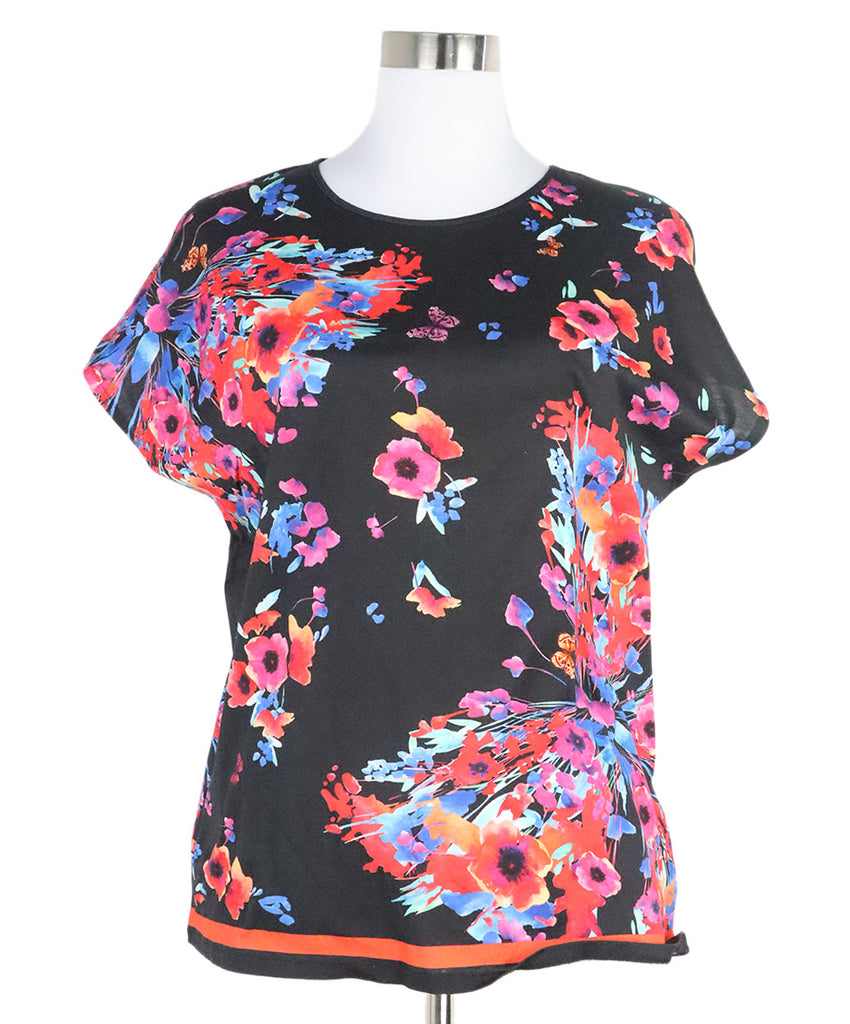 Ferragamo Black & Multi Floral Print Top 