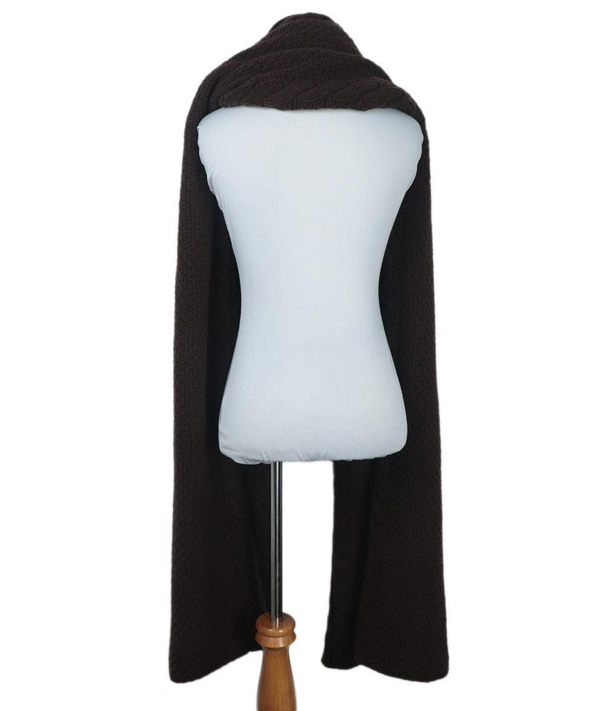 Ferragamo Brown Cableknit Wool Shawl 2