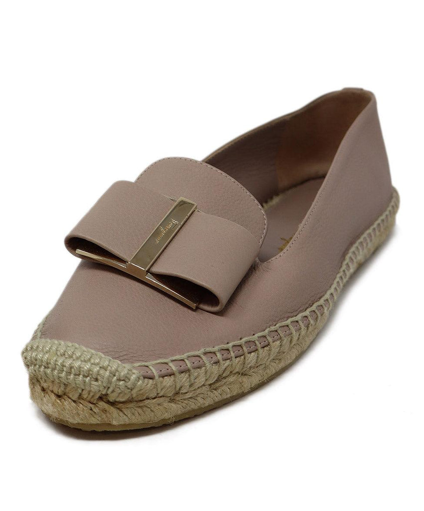 Ferragamo Taupe Leather Espadrille Flats 