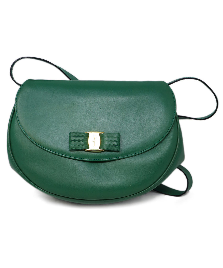 Ferragamo Green Leather Shoulder Bag 