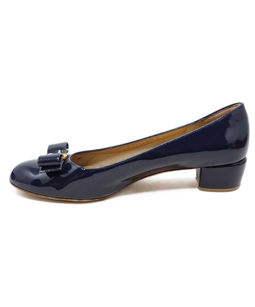 Ferragamo Navy Patent Leather Heels 