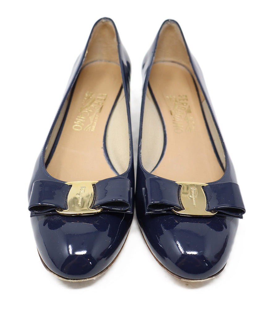 Ferragamo Navy Patent Leather Heels 2