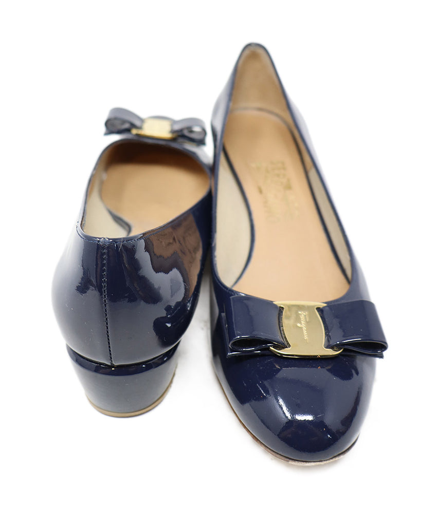 Ferragamo Navy Patent Leather Heels 3