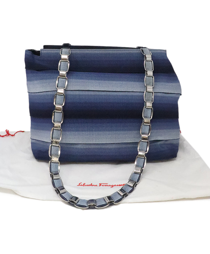 Ferragamo Blue Grosgrain Shoulder Bag 5