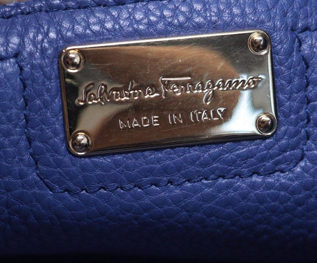 Ferragamo Blue Leather Tote 6